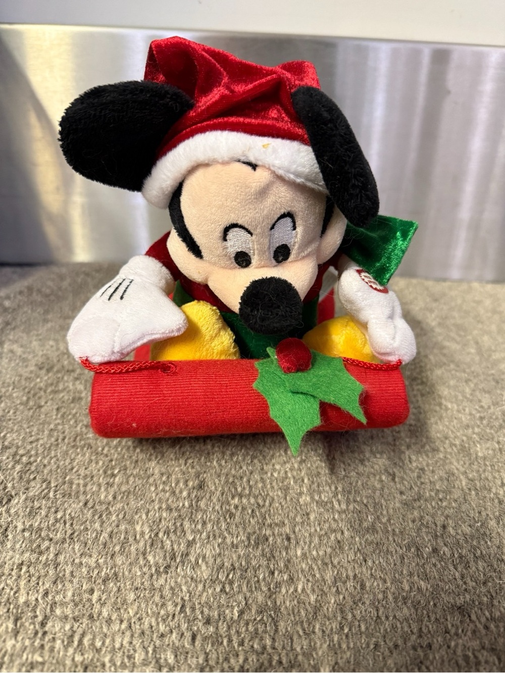 Disney Christmas Red & Black Holiday Mickey Mouse Plush